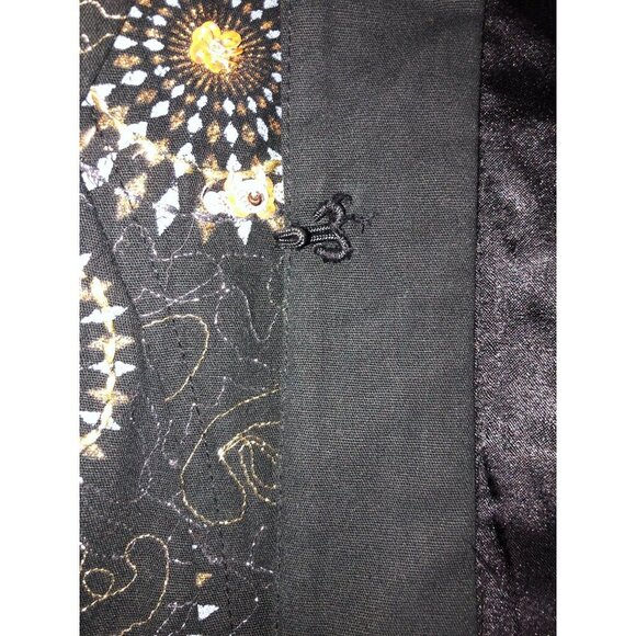 Chicos Embroidered Jacket Size 2 US L 12 Black Embroidered Metallic Sequin Beads - Picture 9 of 11